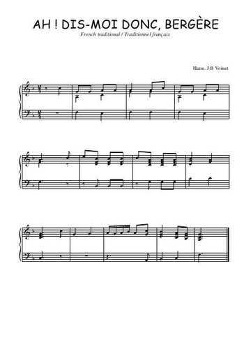 Téléchargez l'arrangement pour piano de la partition de Ah dis-moi donc bergère en PDF